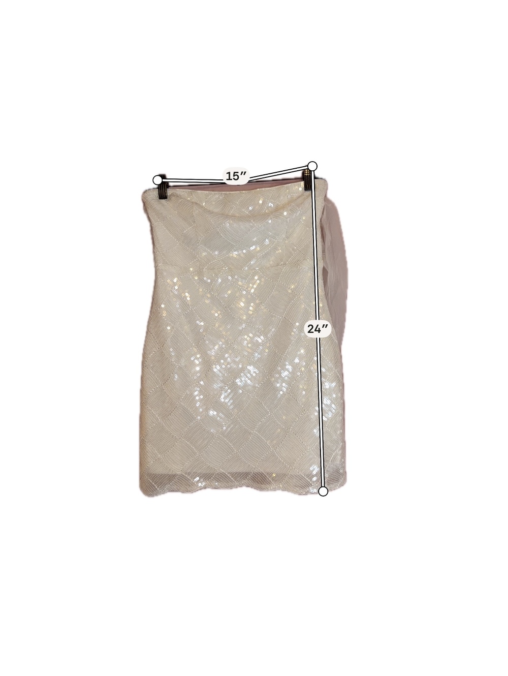 Lulus Strapless White Sequin Dress with Sheer Back Overlay, Size M - Picture 5 of 5